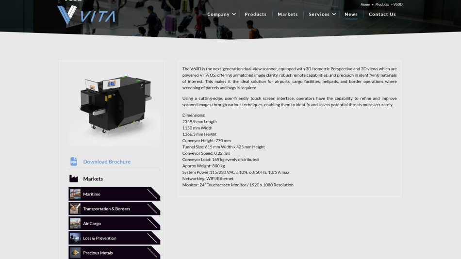 Vita Detection - Scanners Detail page / Product page