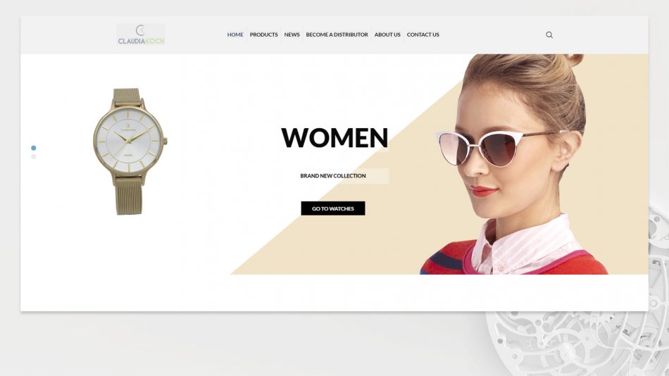 Claudia Koch Watches - Home page slider with links to major categories