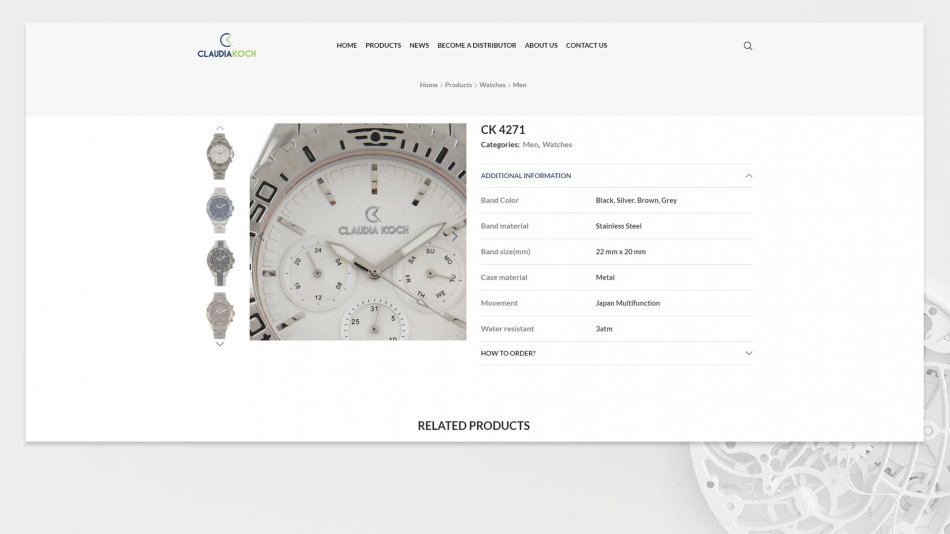Claudia Koch Watches - Product detail page featuring product details and related products