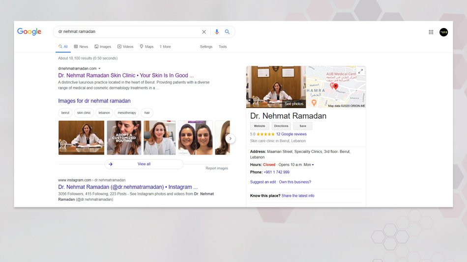 Dr Nehmat Ramadan Dermatologist  - Top notch onpage SEO and GMB - first page on google!